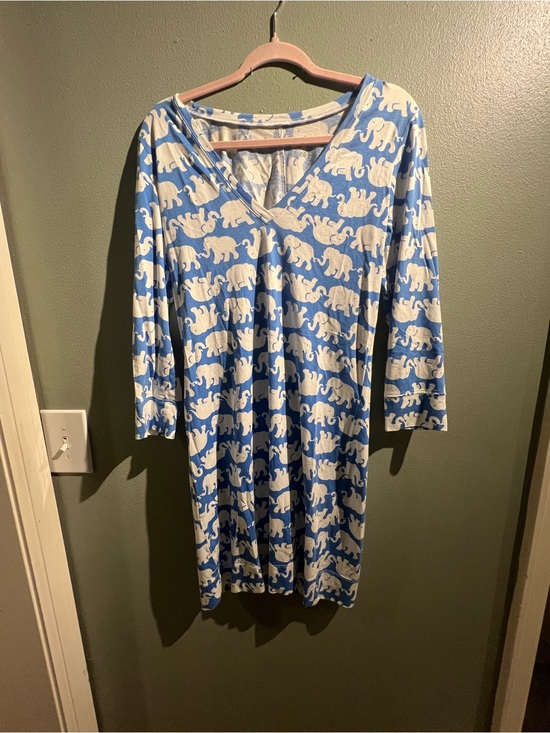 Lilly Pulitzer Dresses & Skirts - Lilly Pulitzer Blue & White Elephant Print Long Sleeve Dress